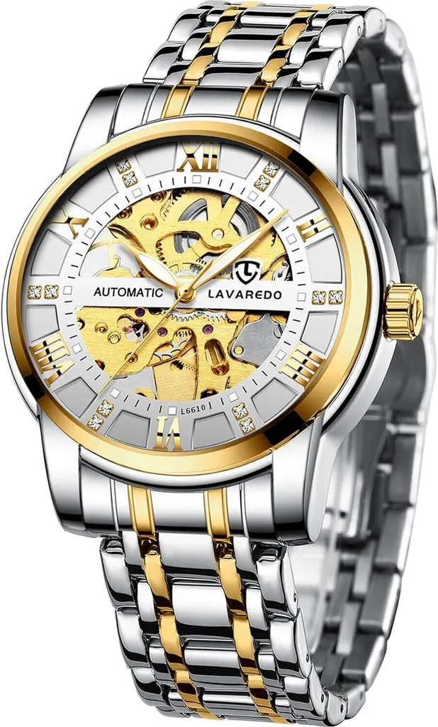 Orologio Automatico Vintage Scheletro Acciaio Inox Numeri Romani