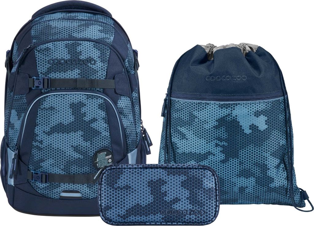 Coocazoo Schulrucksack-Set MATE Geometric Sky 3-teilig, ab 5. Klasse
