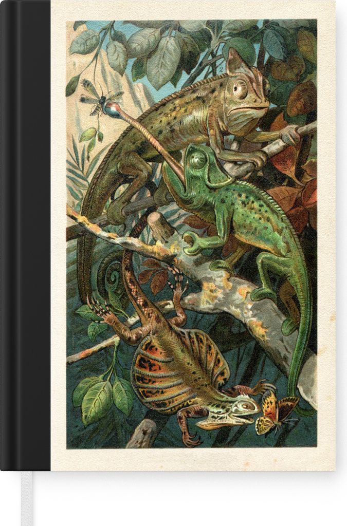 MuchoWow Notizbuch Tagebuch Haushaltsbuch Notebook A5 Vintage - Reptilien - Pflanzen - Notizblock - Notizheft - Notebook - Schreibblock - Papier