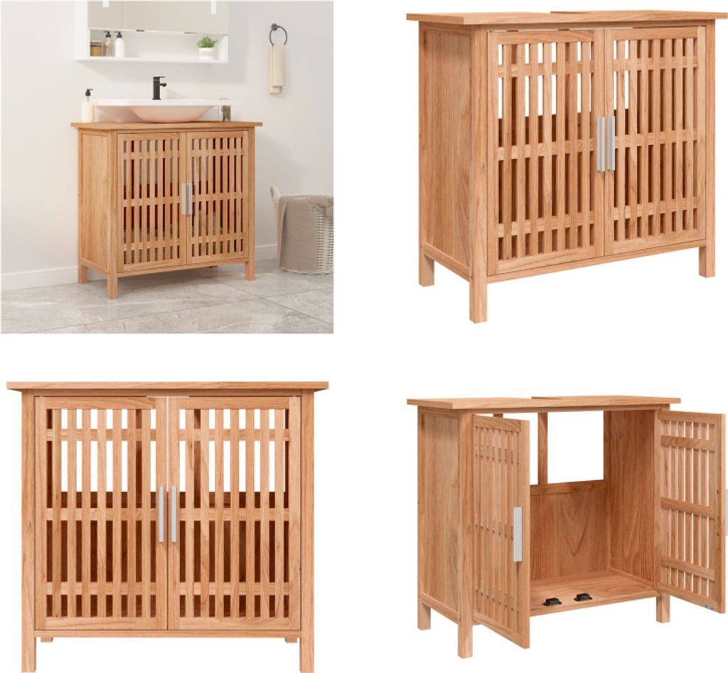 vidaXL Waschbeckenunterschrank 66x29x61,5 cm Massivholz Nussbaum - Waschbeckenunterschrank - Waschbeckenunterschränke - Badezimmerschrank - Wascht...