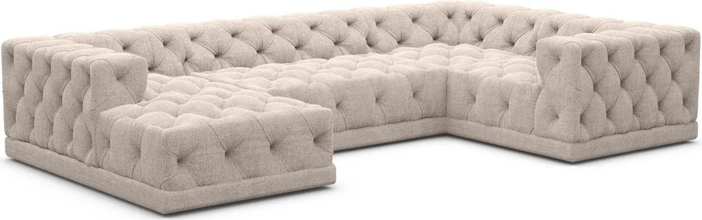 Strukturstoff U-Form XL Wohnlandschaft Meliva Beige Links