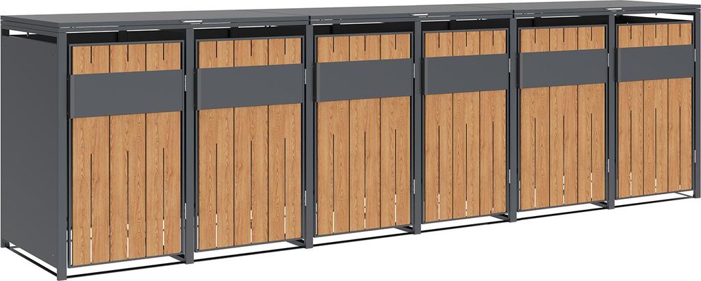 Westmann Varius 6 Metall Mülltonnenbox 6er 6x240 L Holzoptik