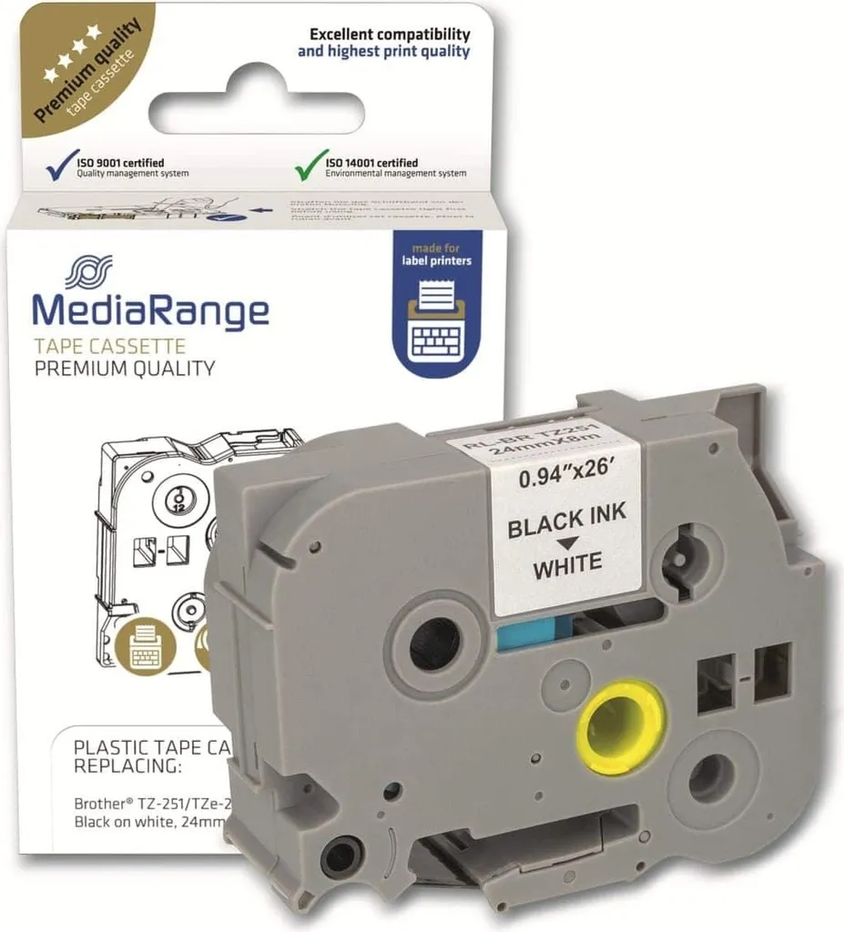 MediaRange MRBTZ251 Nastro Brother TZe-251 24mm per Quadri Elettrici