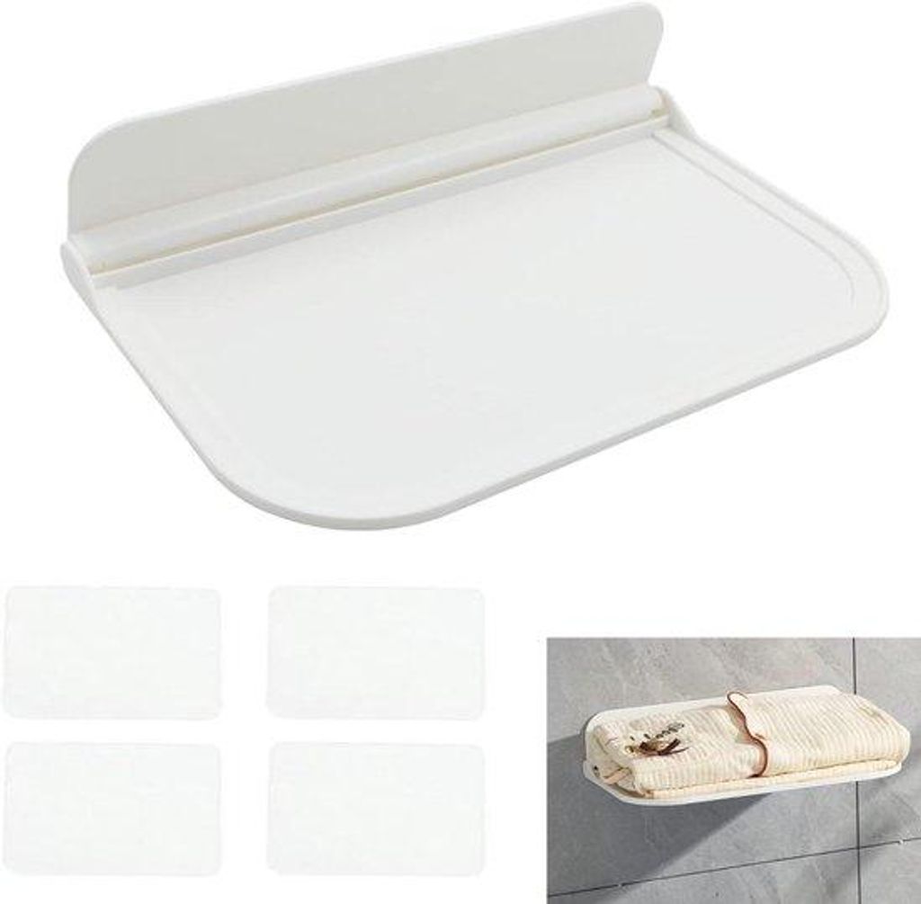 Opvouwbare Badezimmerplank - inklusive selbstklebendem Wandplank für Bad und Schlafzimmer 30 x 20 cm 1 Stück