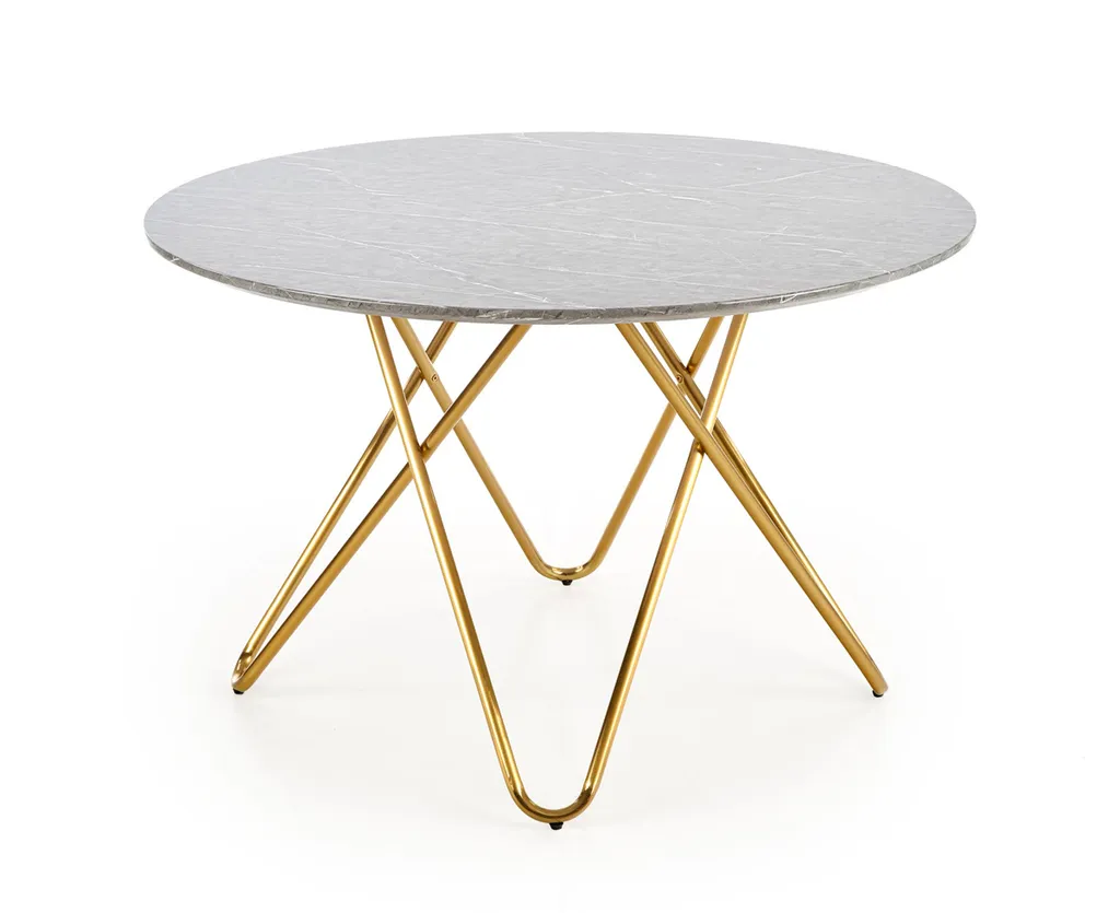 Table ronde Bonello plateau effet marbre et pied central métal robuste