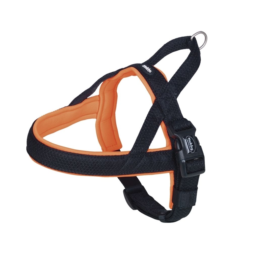 Nobby NORWEGER Geschirr "Mesh Preno" L: 38-50 cm + 36 cm, B: 20/25 mm neon orange
