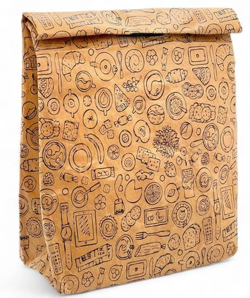 Sac isotherme repas marron étanche à velcro avec mise à la terre
