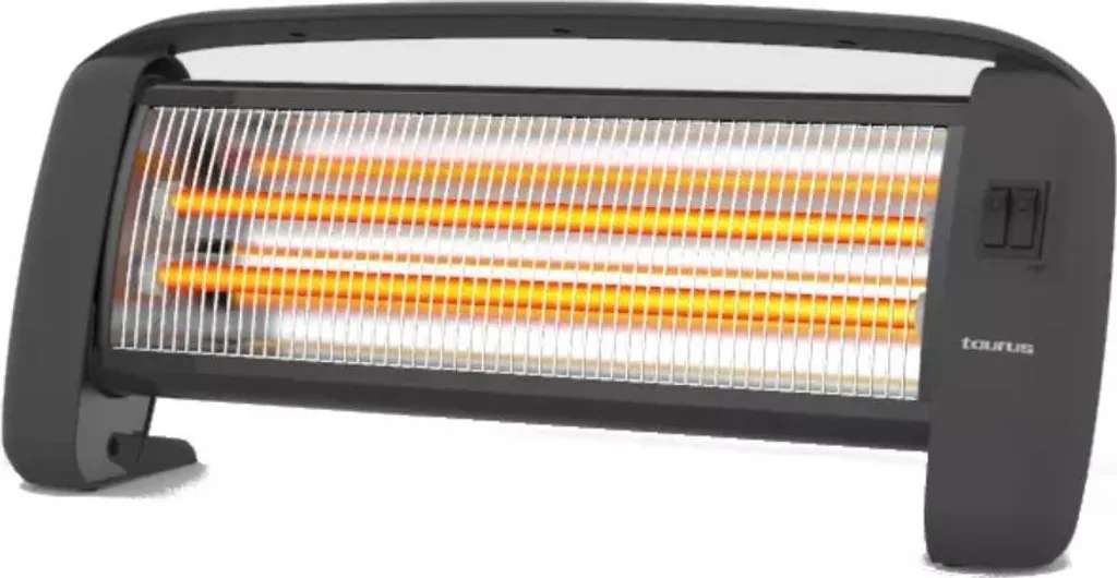 Chauffage Infrarouge Taurus 1200W avec 2 Tubes Quartz et Design Noir
