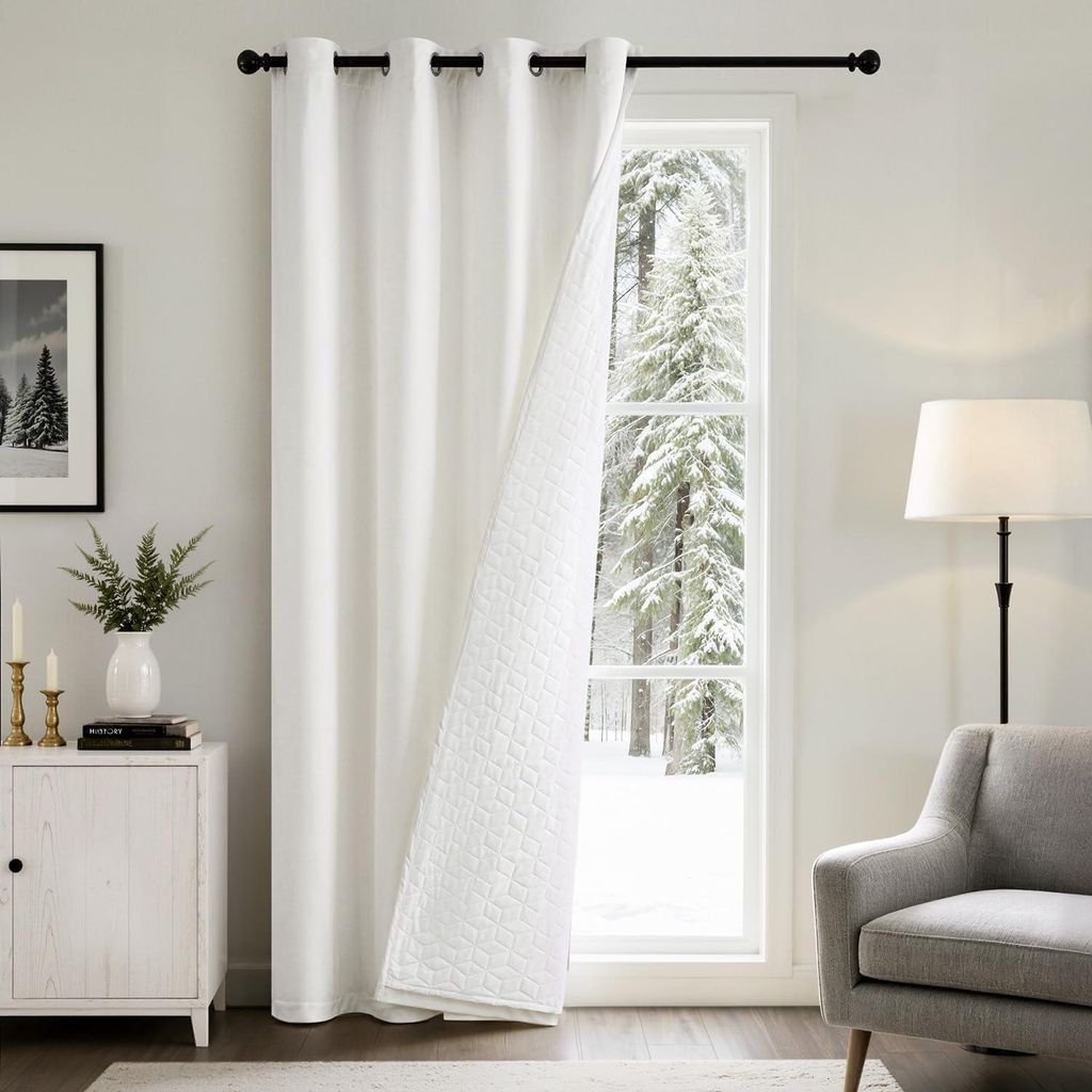 Thermovorhang Samt Verdunkelungsvorhang Weiß 260x132 cm Produktbild 