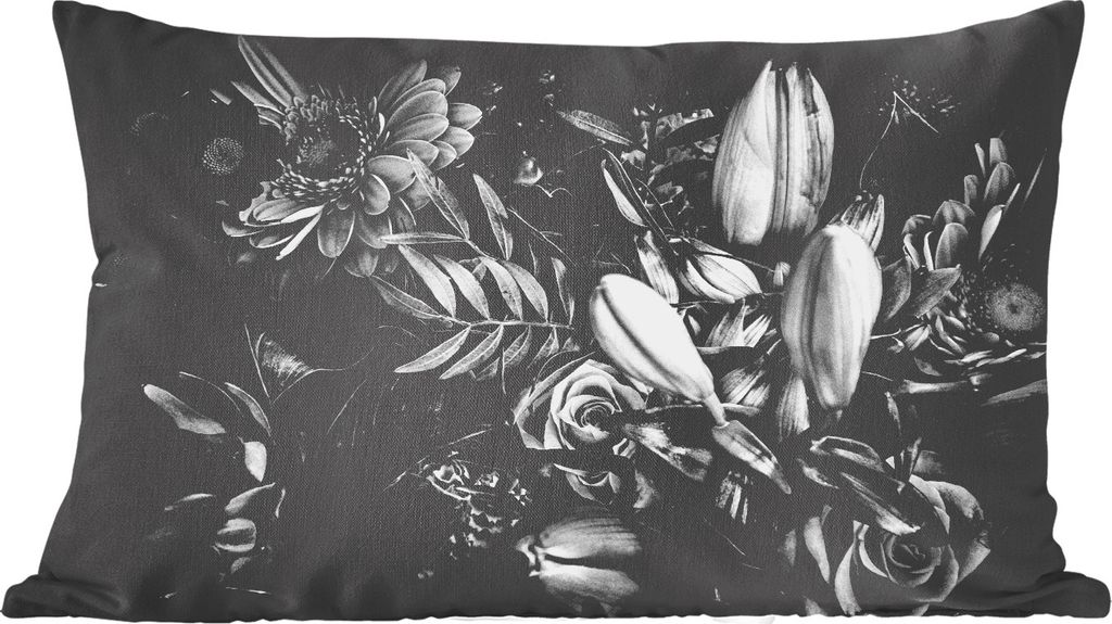 MuchoWow Zierkissen Sofakissen Wohnzimmer Dekokissen 50x30 cm Blumenstrauß - Stilleben - Blumen - Pflanzen - Rot - Wohnzimmerdekoration - Polste...
