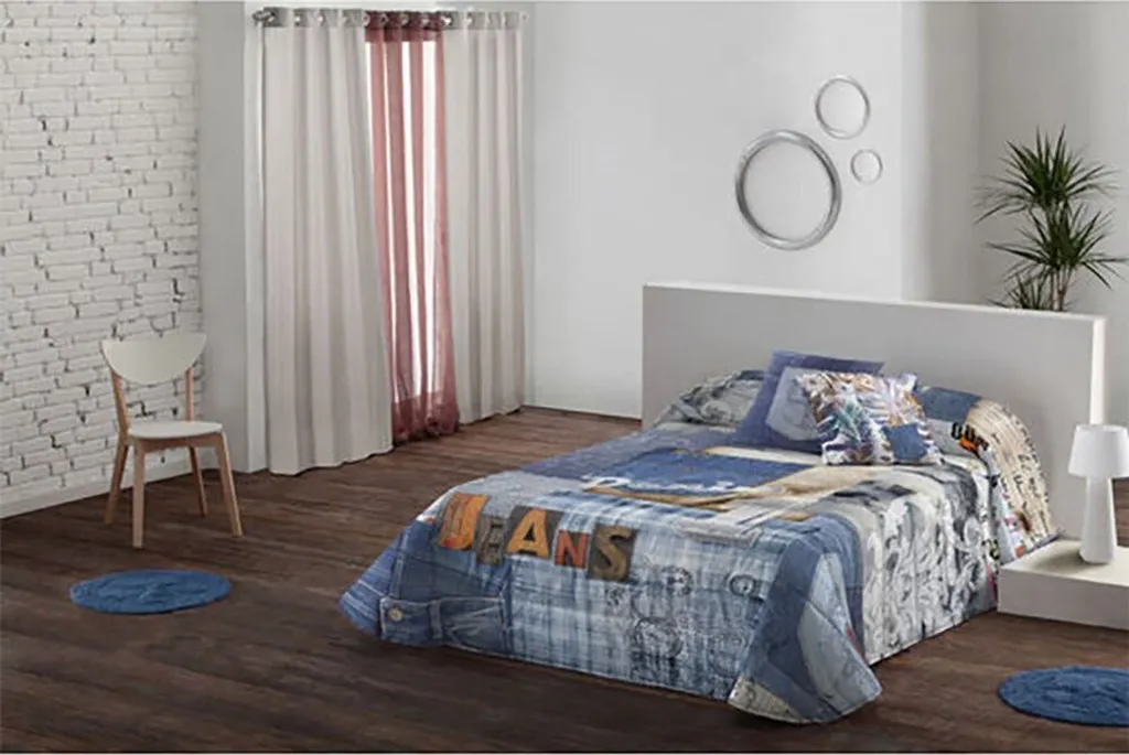 Couvre-lit Lois Patch Bleu Lit 90 - Finition Impeccable Set de 2 Pièces