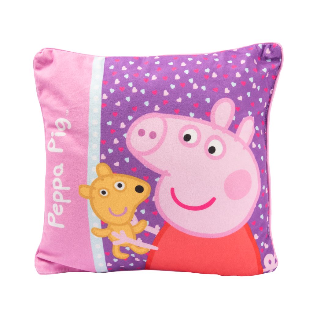 Peppa Wutz Kissen - Plüsch Dekokissen Zierkissen Kopfkissen Rosa 30 x 30 cm