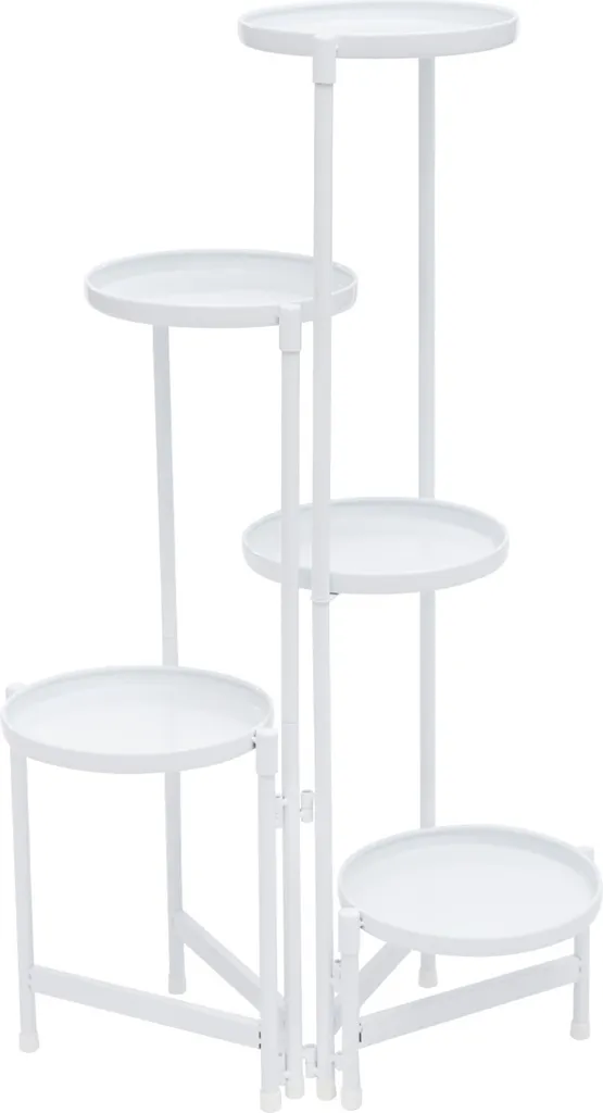 Support pour plantes multi-niveaux blanc - Présentoir fleurs 5 étages
