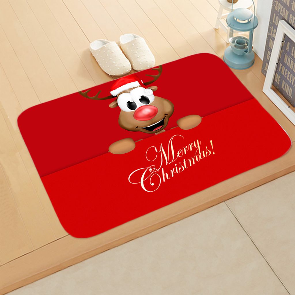 Weihnachten Home Tür Fußmatten, Rutschfeste Fußmatte Weihnachtsmuster, für Schlafzimmer, Flur Wohnzimmer Boden, Küche Badezimmer Teppich, C, 6...