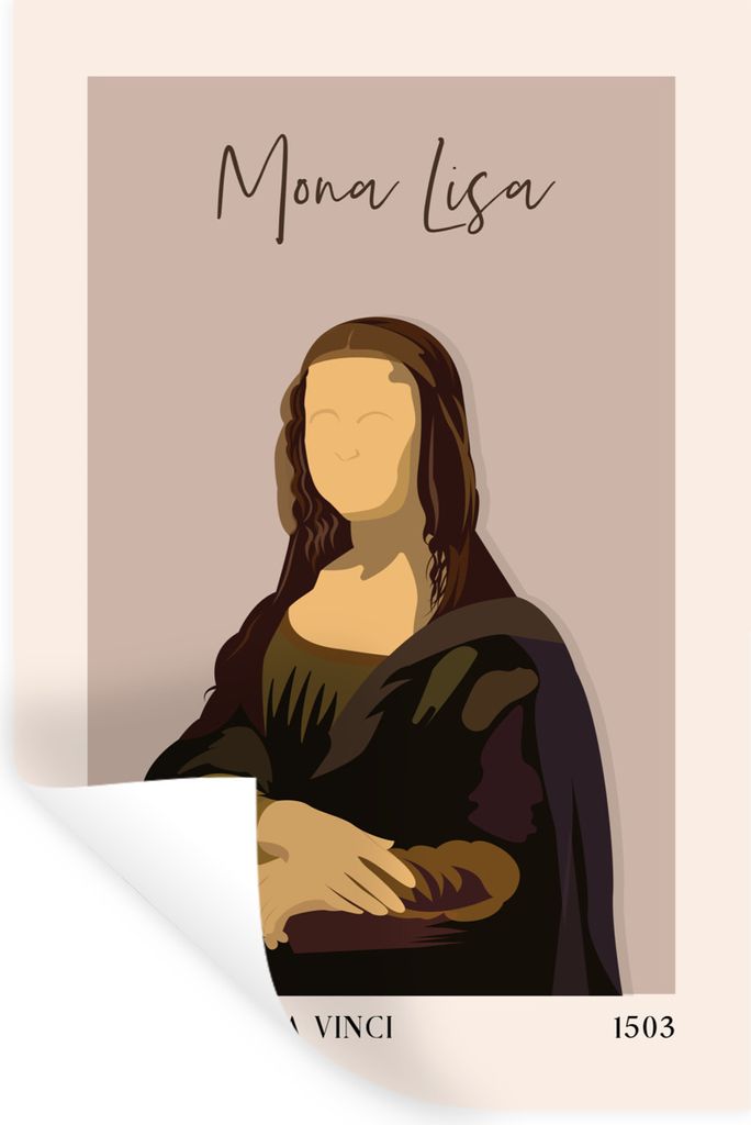 MuchoWow Wandtattoo Wandsticker Wandaufkleber Mona Lisa - Rosa - Alte Meister 40x60 cm Selbstklebend und Repositionierbar - Wierderverwendbar - S...