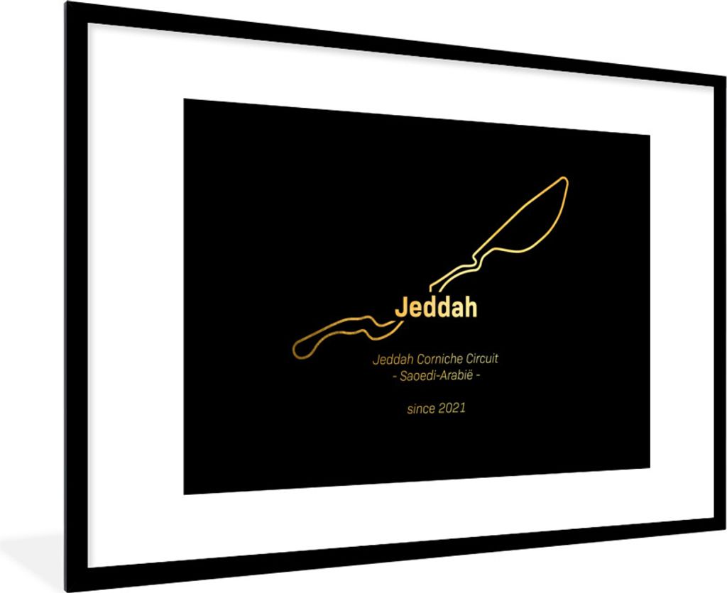 MuchoWow Gerahmtes Poster F1- Jeddah - Rundkurs 90x60 cm - Poster mit Schwarzem Bilderrahmen Wandposter Rahmen Foto Bilder - Wanddekoration - Fotos