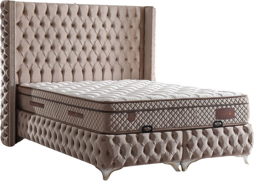 Villa Möbel Bett Set Dallas 160x200 Hellbraun, Bett (ohne Matratze), Bett mit Stauraum