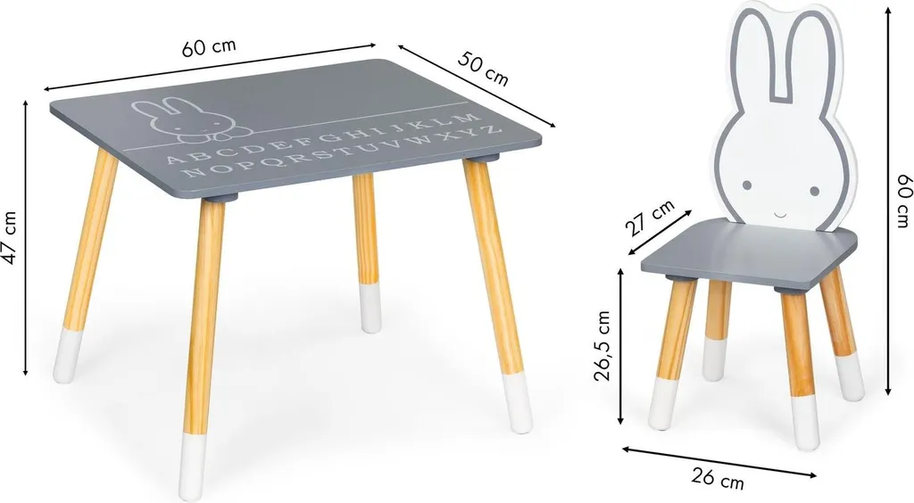 Ensemble table et 2 chaises enfants bois - Design ergonomique et robuste