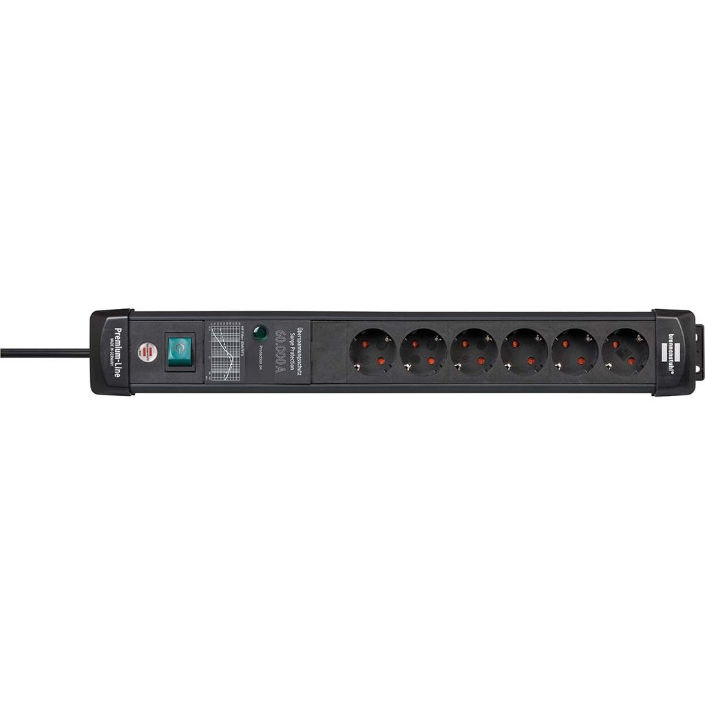 Brennenstuhl Premium-Line stekkerdoos 6 sockets 3m zwart met schakelaar en