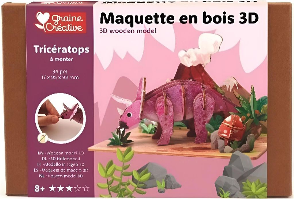 Graine Creative Holz 3D Puzzle Triceratops Dinosaurier Spielzeug