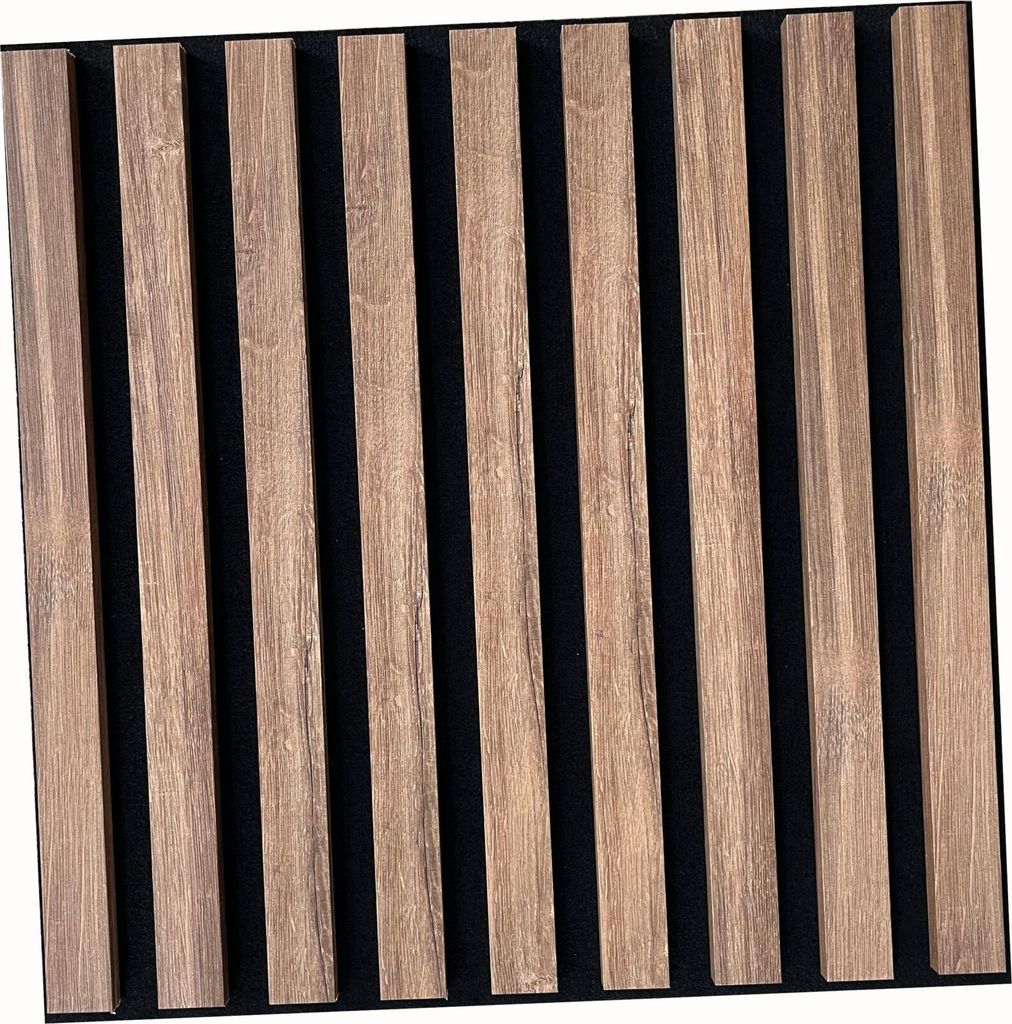 MEBANO. 6er-Set Akustikpaneele Holz 40x40 cm Eiche Stirling 3D Wandpaneele aus Holzfunier und Filz Wandverkleidung Moderne Lamellenwand