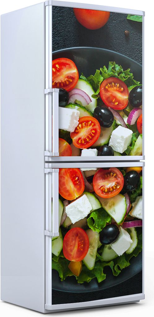 Kühlschrankdekoration 70x180 cm Aufkleber auf dem Kühlschrank - Griechischer Salat mit Tomate