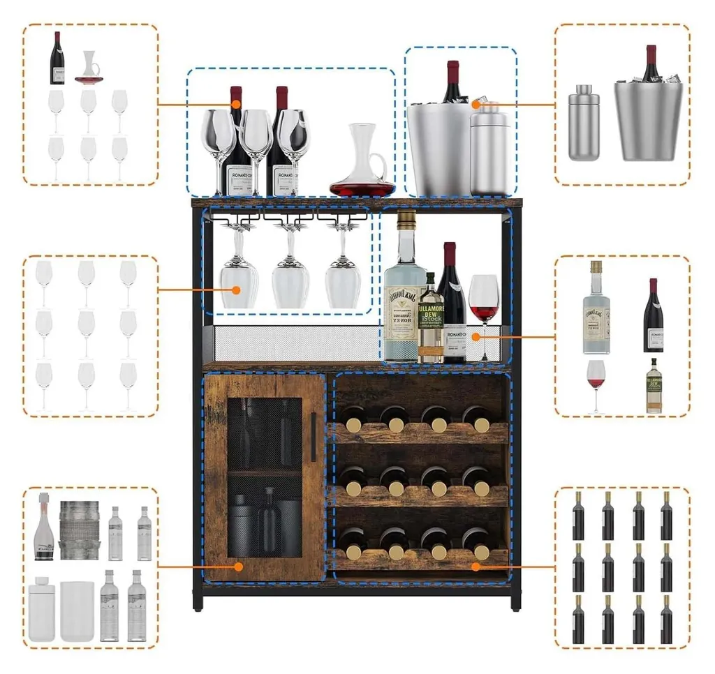 Optimisez votre rangement vin avec ce buffet industriel LED compact