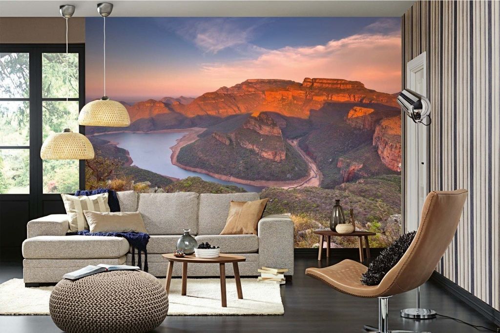 Vlies Fototapete FLUSSSCHLUCHT 375 x 250 cm (inkl. Kleister) - Vlies Tapete, Wandtapete, Wandbilder - Tapete für Wohnzimmer Schlafzimmer, Büro, K...