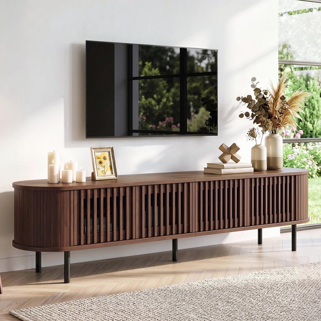Merax TV Schrank mit 4 Türen aus MDF, TV Lowboard für bis Produktbild 