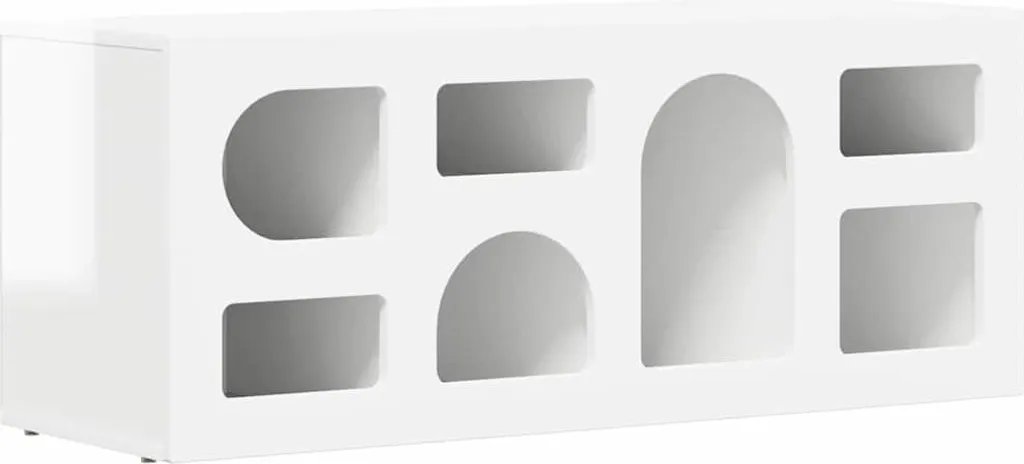 Mobile TV SYFAX Bianco Lucido 100x35x40 cm | Soggiorno Moderno Elegante