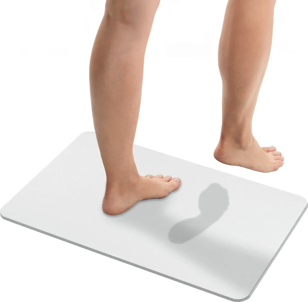 WENKO Simi Bianco: Tappeto Bagno Diatomite Antiscivolo per Piedi Asciutti
