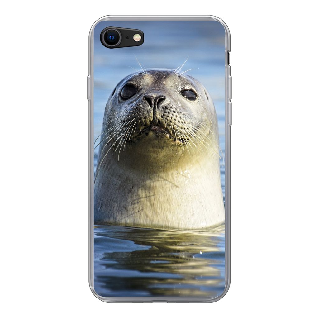 MuchoWow Handyhülle Schutzhülle Hülle für iPhone SE 2022 Siegel - Porträt - Wasser Silikon Softcase Handy Hülle - Schutzhülle
