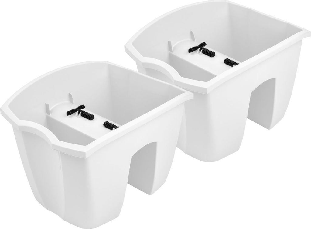 2x Blumenkasten 24cm Hängetopf Blumentopf Balkontopf Geländertopf DCRO Weiß