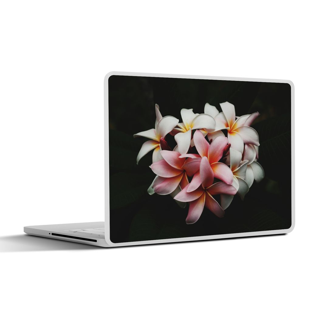 MuchoWow Laptop Aufkleber Sticker Cover Blumen - Rosa - Schwarz - Flora - Botanisch 30x22 cm - Laptop-Sticker
