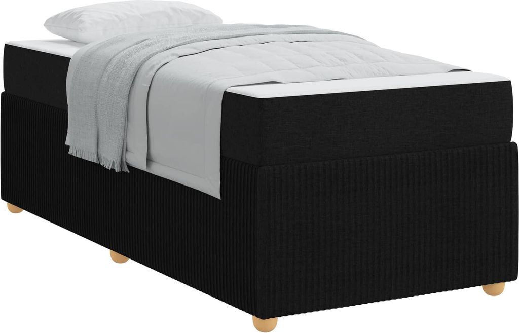 Bettrahmen mit Matratze Schwarz 90 x 190 cm Stoff