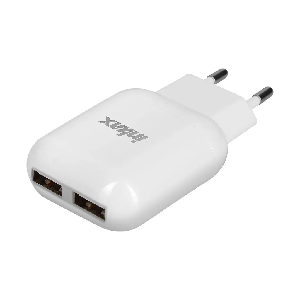 Caricatore da Viaggio Inkax 2 USB - Alimentatore 2.1A Bianco
