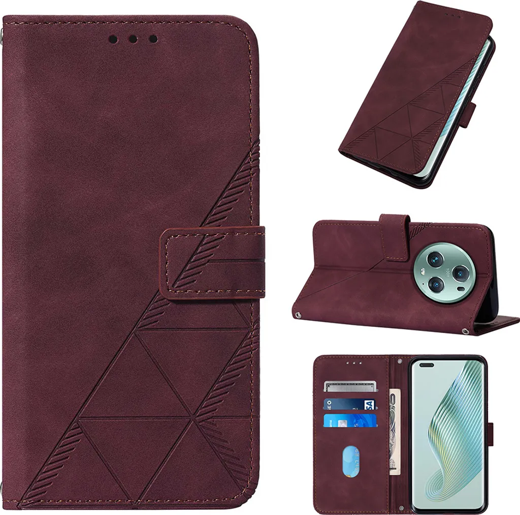 Cover Portafoglio Honor Magic5 Pro Rosso - Pelle Goffrata e Supporto