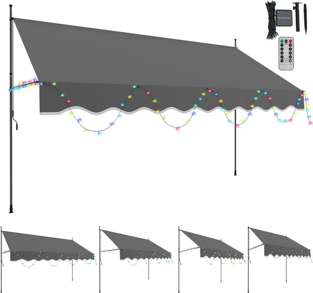 Jiubiaz Tenda a Morsetto 250x120 con LED - Montaggio Rapido
