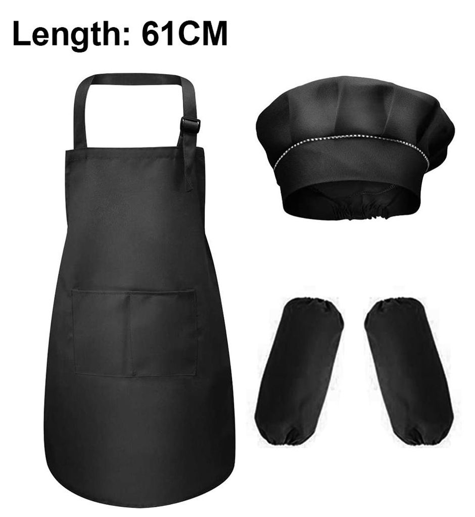 Set Kinderschürze und -mütze mit Ärmeln, Kochschürze für Kinder zum Kochen, Backen, Malen, Malen im Kindergarten