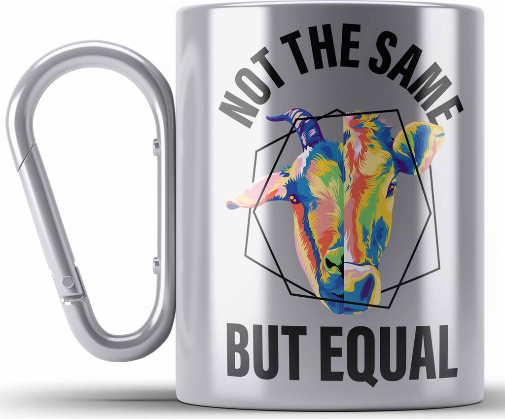 Trendation - Veganer Geschenk Lustige Edelstahl Tasse Karabiner Vegetarier Geschenkidee Edelstahl Tasse Karabiner Lustig für Geschenkset oder Gesc...
