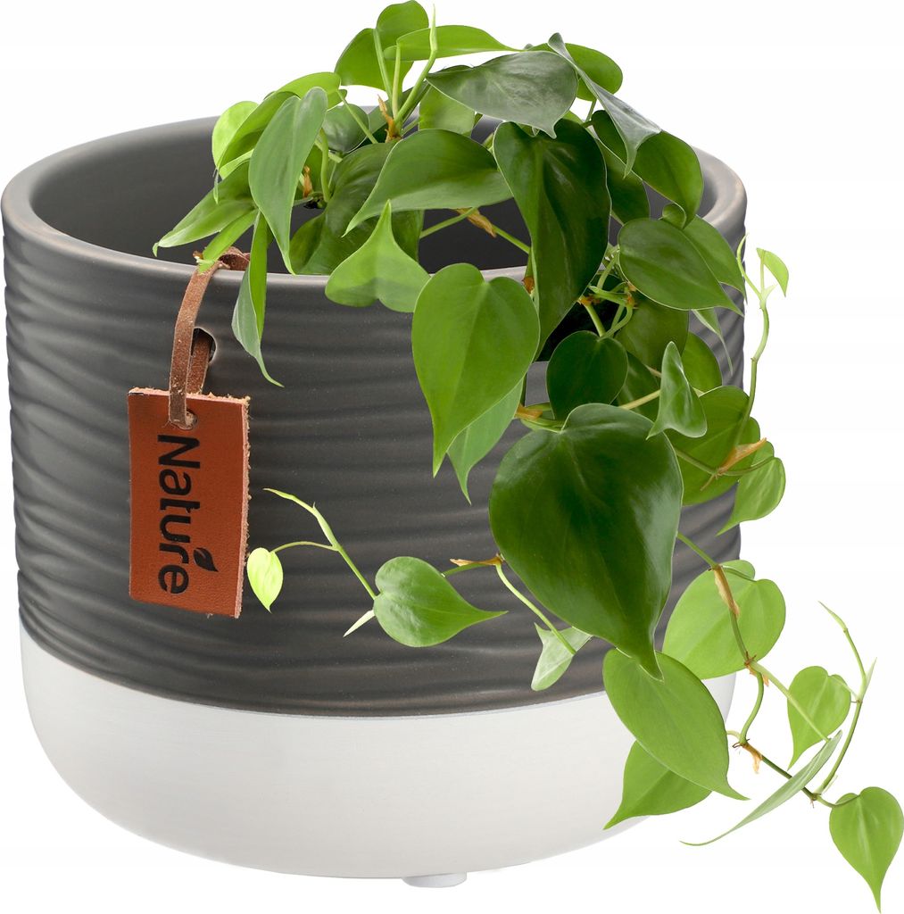 KADAX Blumentopf "Pokka", Keramikpflanztopf, Blumenkübel aus Keramik, 16 cm, Grau