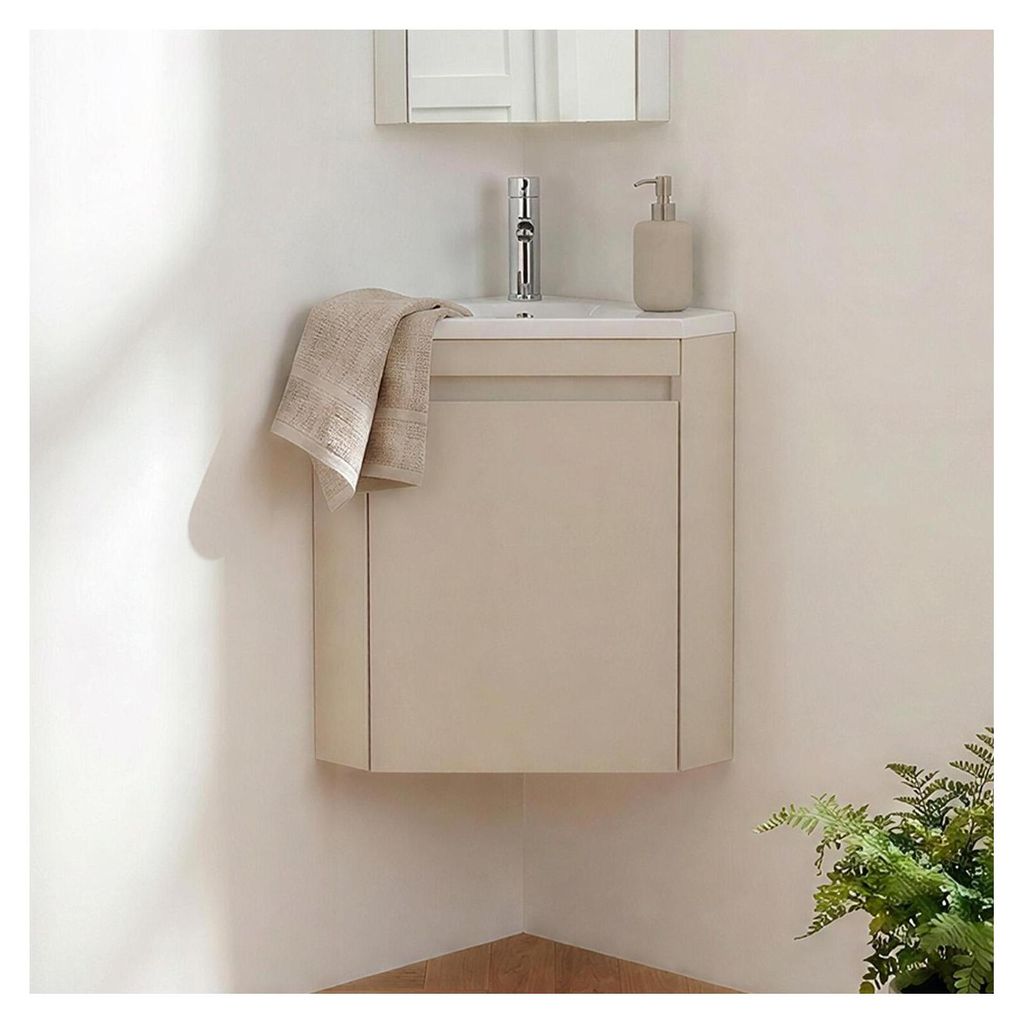 Mobile lavamani angolo con lavabo in resina e rubinetto Immagine del prodotto 