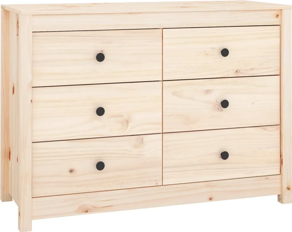 Commode vitrine basse en bois de pin massif 100cm de large Octo7543941