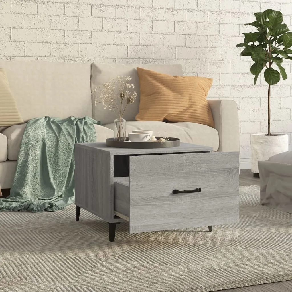 Tavolini con gambe in metallo 2 pz. Grigio Sonoma 50x50x40 cm - 3