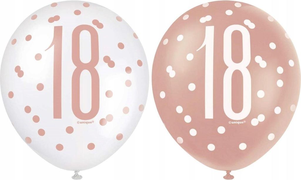 6 Luftballons roségold Zahl 18 Produktbild 