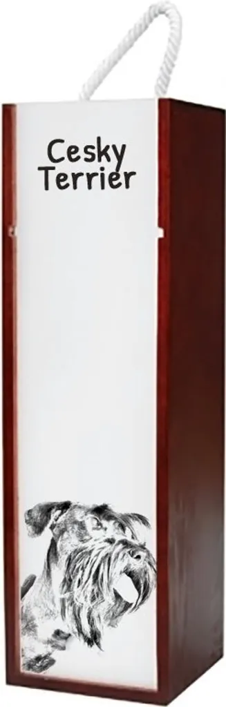 Idea Regalo Cane Český Teriér - Scatola Vino in Legno Art-Dog