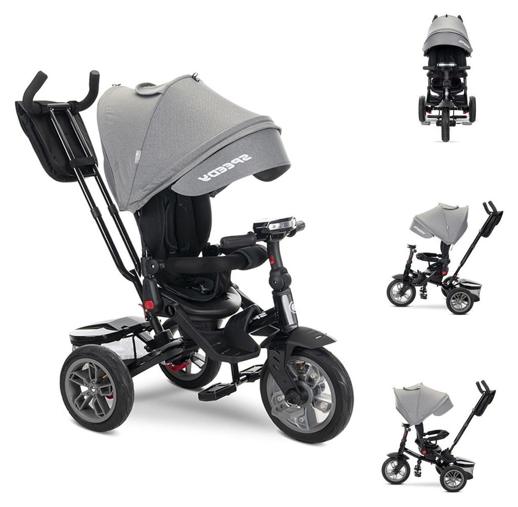Lorelli Tricycle Speedy, Luftreifen, drehbarer Sitz, Musik, Licht, Schubstange dunkelgrau