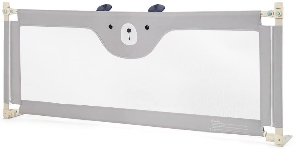 GOPLUS Kinderbettgitter, 24-Stufen Höhenverstellbares Babybettgitter mit Doppelschloss, Antikollisionsschwamm zum Vertikalen Heben