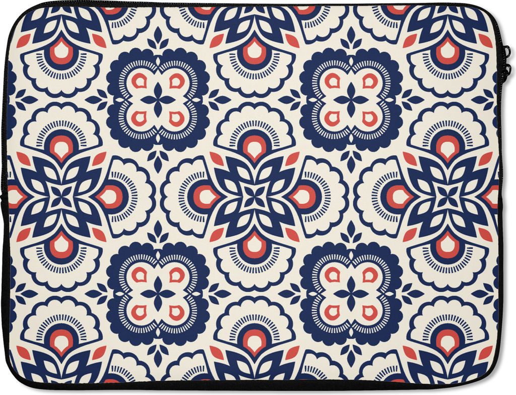 MuchoWow Laptop Hülle 17 Zoll Laptoptasche Blumen - Retro - Design - Zipper - Schutzabdeckung