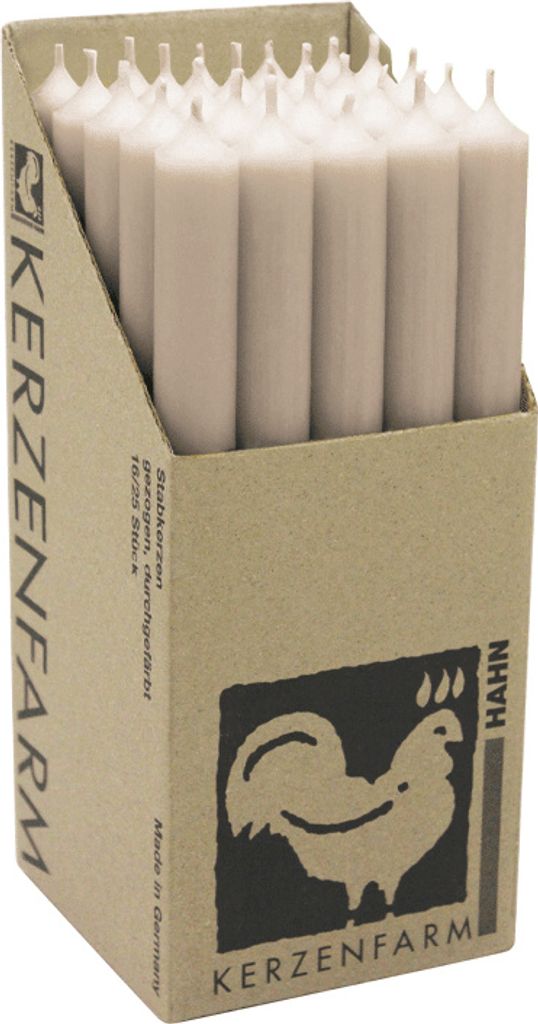 Stabkerzen aus Paraffin, 250/22 mm, Taupe, KERZENFARM HAHN, Produktbild 
